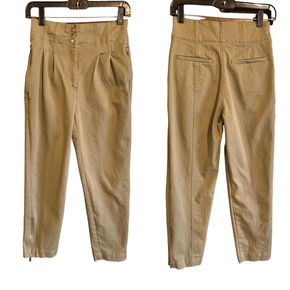 REISS Woman's Olive Cotton Blend Pants, Size 0